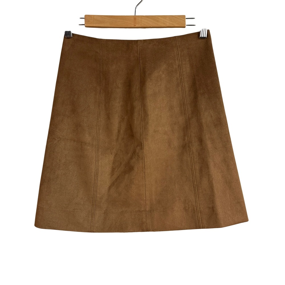 BABATON Aritizia Faux Suede A Line Mini Skirt Tan Brown Size 2 - Picture 1 of 4